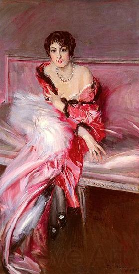 Giovanni Boldini Portrait Of Madame Juillard In Red France oil painting art